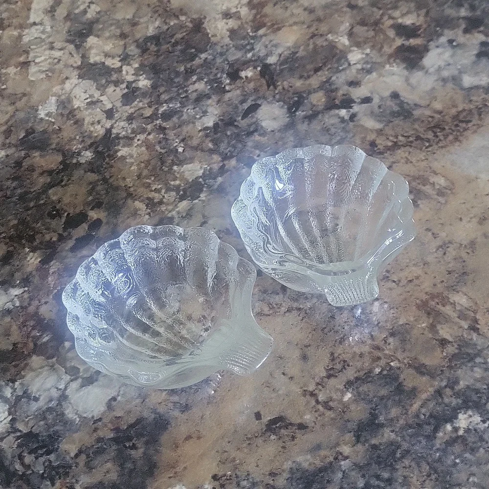 Glass Shell Trinket Dish Pair of Two